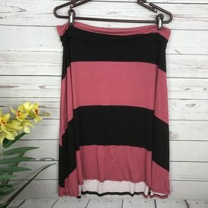 LuLaRoe Skirts - Lularoe Pink and Black Striped Azure Skirt -X3 LuLaRoe Skirts - Lularoe Pink and Black Striped Azure Skirt -X3
